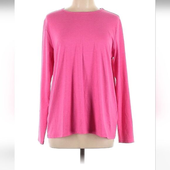Lands End Essentials Womens Classic-Fit Long-Sleeve Crewneck T-Shirt xs 2-4 top - Picture 1 of 16